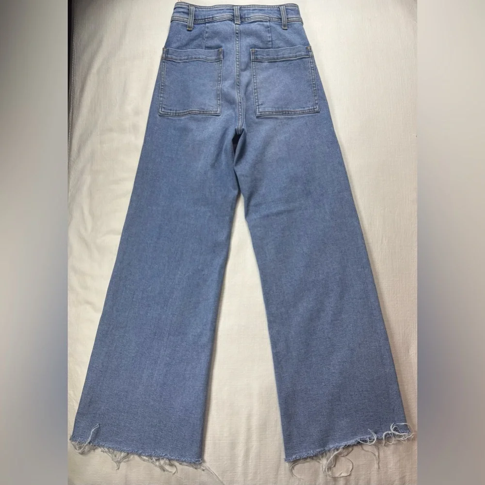 Zara Light Blue wide leg Women's Jeans 4 - Picture 8 of 8